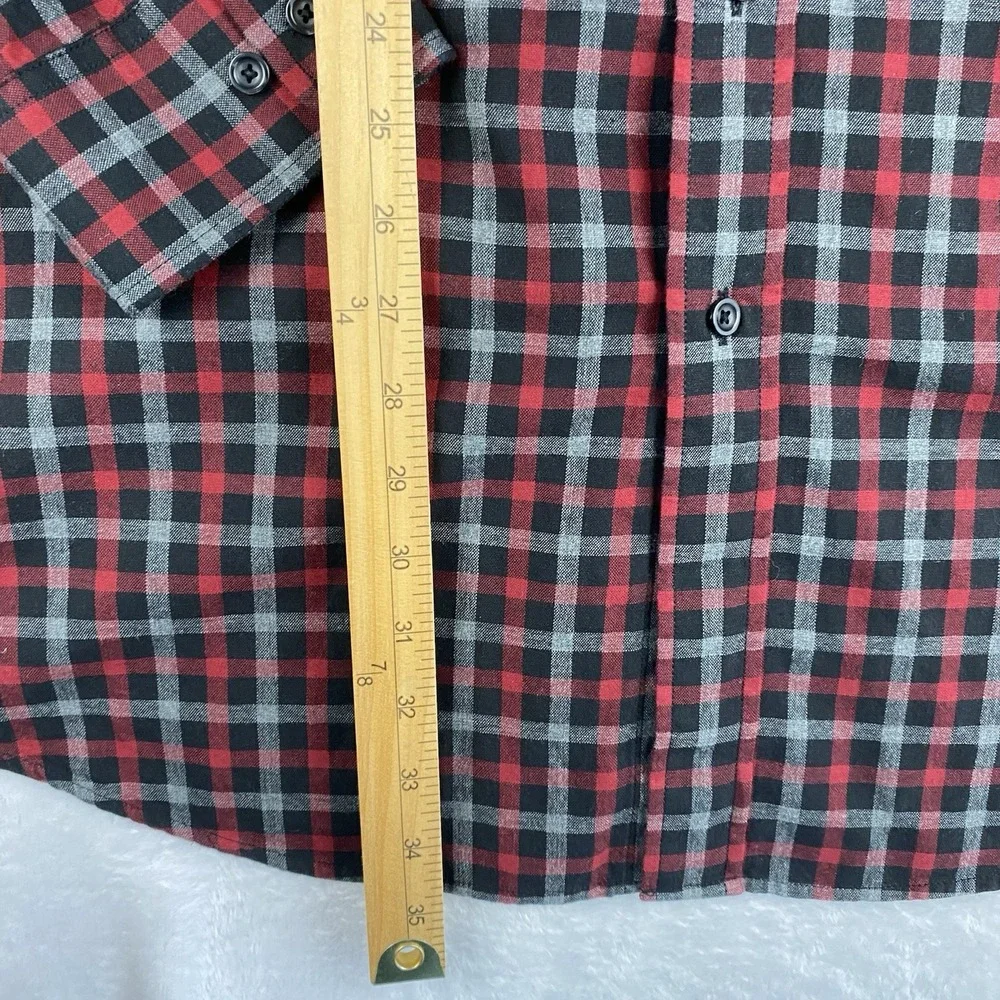 Roundtree & Yorke Shirt Mens 2XT Black/Red/Gray Checks Regular Fit 100% Cotton